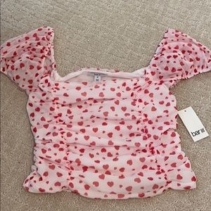 Bar lll puff sleeve heart top!!